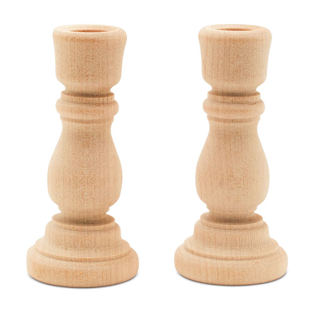 Mini Candlesticks 3 inches with 7/8 inch Hole, Set of 12 Unfinished Wood Chime Candle Holders for Crafts, by Woodpeckers