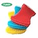 Emoly Silicone Sponge Dish Washing Kitchen Gadgets Brush Accessories (3 Pack) - Food Grade Reusable Sponges for Dishes， Heat Resistant and Without Bpa，Double Sided Silicon Brush - 3 Colors