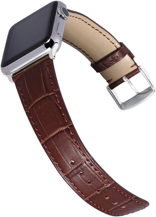 CHIMAERA Compatible for 38MM 40MM 42MM 44MM Apple Watch Band Genuine Calf Leather Strap Replacement for iWatch Series 5/4/3/2/1 Black/Gold/Rose Gold Adapters