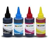 INKUTEN (TM 4 Bottles Refill Ink (100ml Black, 100ml per color, total 400ml) For Brother LC203, LC205, LC207