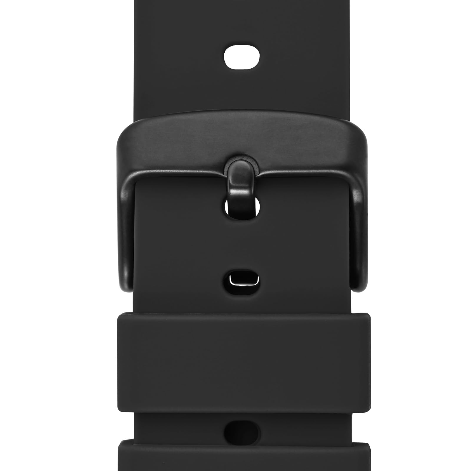 WOCCI 24mm Silicone Watch Band, Quick Release Rubber Replacement Strap with Black Stainless Steel Buckle (Black)