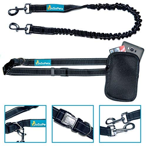 Hands Free Dog Lead For Running, Jogging or Walking/Dog Walking Belt - Reflective with Large Double Sided Lined Pouch - Up to 60 Kg