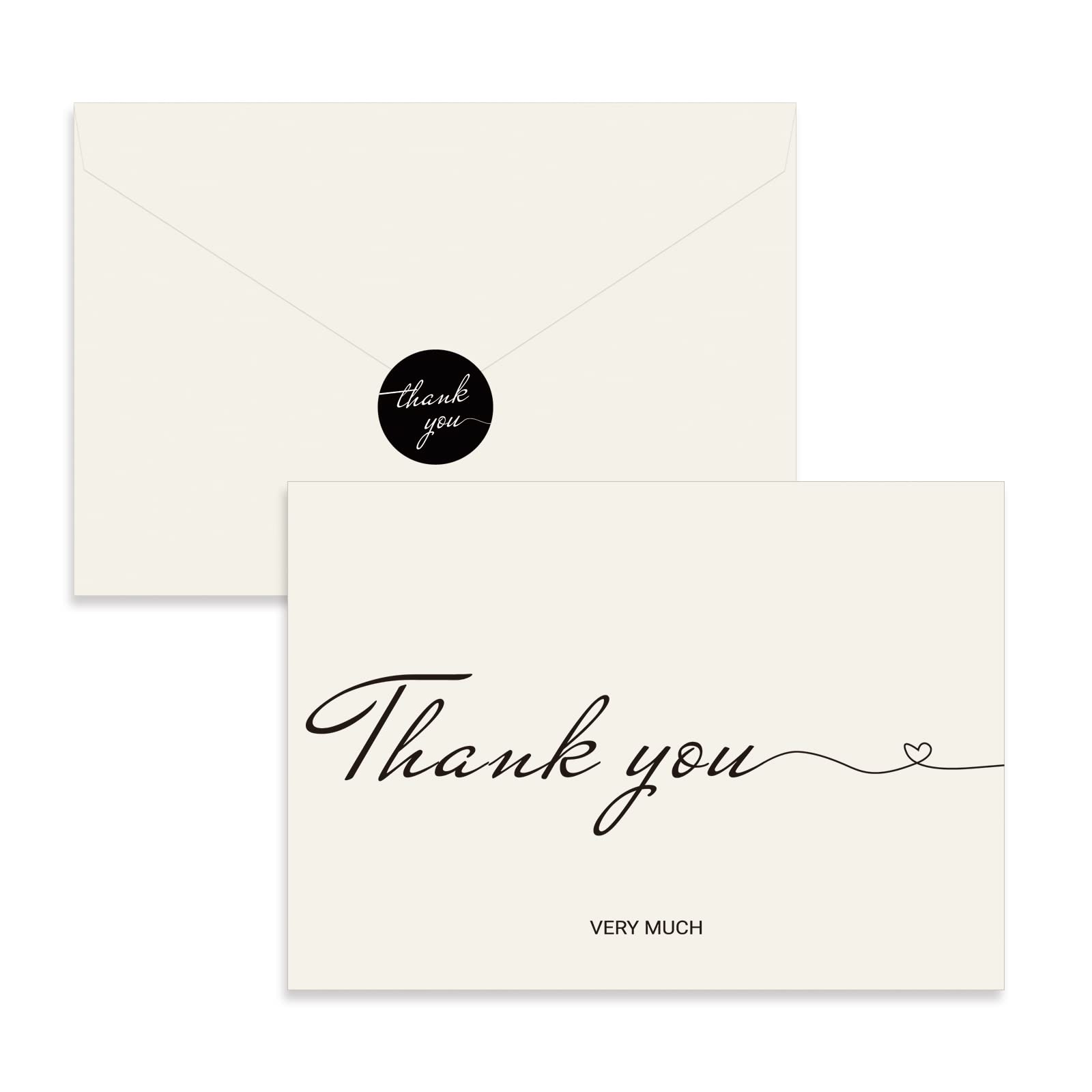 ZMCYN 50 Pack 4x6 inch White Thank You Card Multipack, Thank You Greeting Card with Envelopes and stickers, Thank You Gift Card for Father's Day, Wedding, Baby Shower, Birthday, Graduation