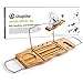Utoplike Bamboo Bathtub Caddy Tray Bath Tray for Tub, Adjustable Bathroom Bathtub Organizer with Book Tablet Wine Glass Cup Towel Holder,Distinctive Gift (24.5-37.4