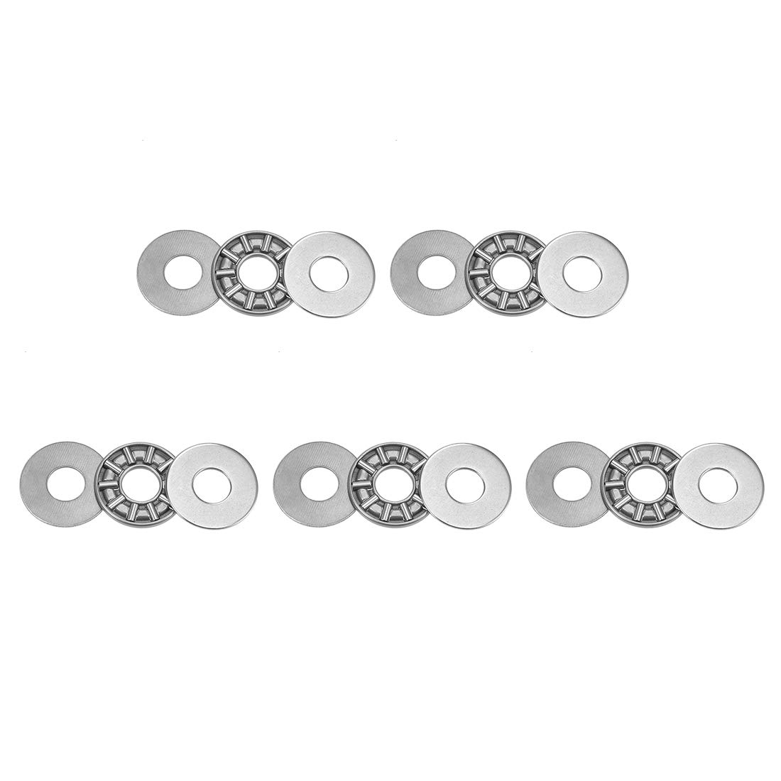 sourcing map AXK0821 Thrust Needle Roller Bearings with Washers 8mm Bore 21mm OD 2mm Width 5pcs