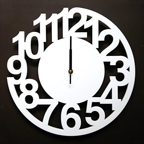 Art digital clock,Living room style wall clock [creative] Personality Large wall charts Silent [modern] Simple Decorative clock-White 16inch