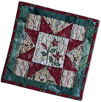 Christmas Mug Rug Quilted Saw Tooth Star Snack Mat Desk Mat Candle Mat