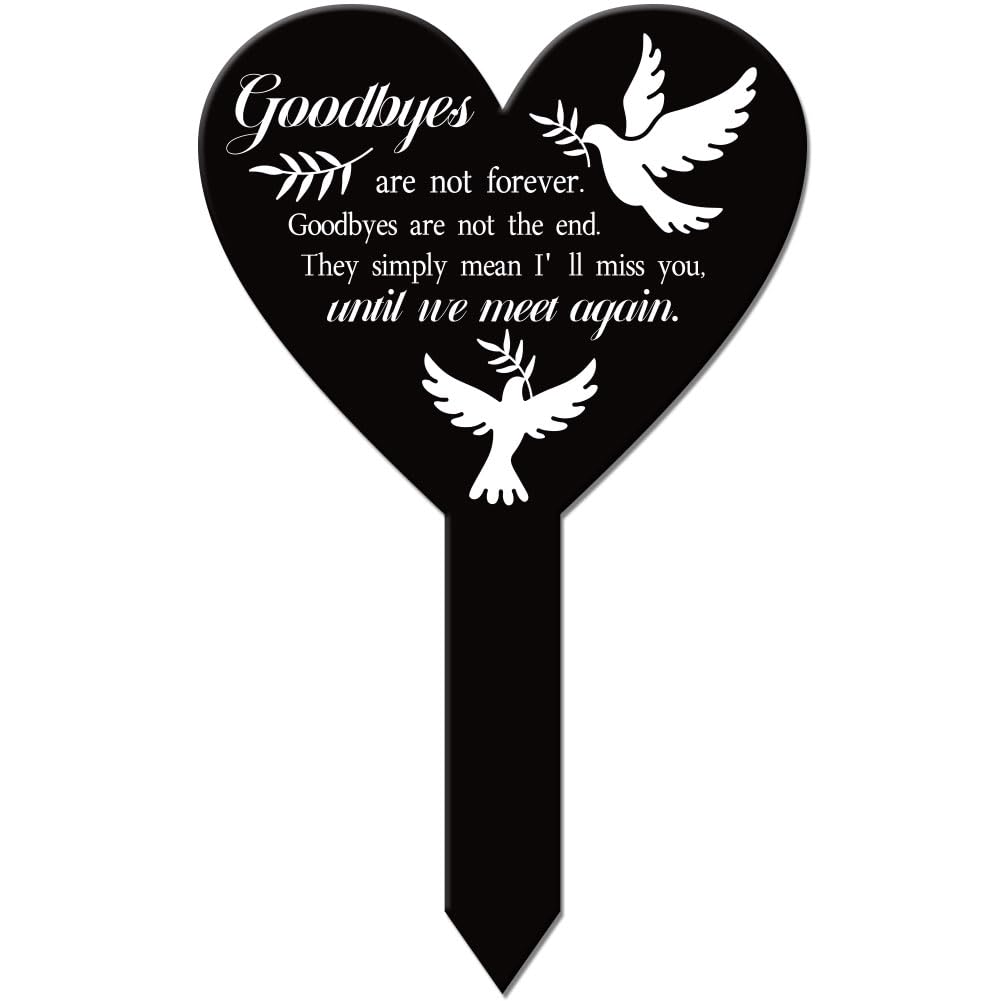 GLOBLELAND Heart Shaped Pigeon Garden Stake Memorial Remembrance Plaque Stake for Cemetery Acrylic Grave Stake Waterproof Sympathy Garden Stake for Yard Grave Cemetery