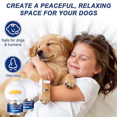 Jeweeio 9 In 1 Dog Calming Pheromone Diffuser (3 Plug in + 6 Refills), Relief Anxiety, Storm Stress & Indoor Behavior Support, 180 Day Long Lasting Refill, Natural Odorless Safe Formula