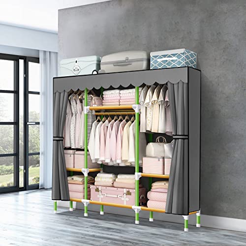 YOUUD Portable Closet 57 Inch Wardrobe Closet Clothes Organizer with 3