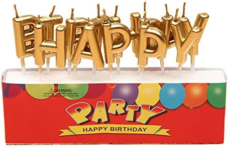 Letter Candles Set For Kid Happy Birthday Party Cake Decorative Gold Candles,(1 set=13 pcs)