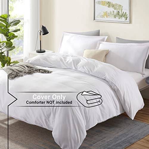 Nestl White Duvet Cover Full Size Soft Full Size Duvet Cover Set, 3
