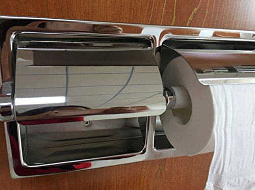 LUANT Recessed Double Roll Toilet Paper Holder for Bathroom Storage, Stainless Steel, Polished Chrome - Thumbnail 3