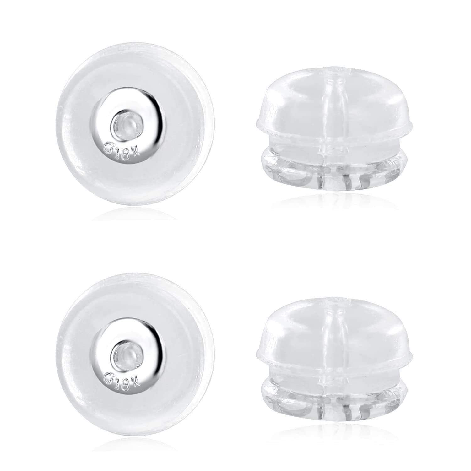 Decentraland 18K White Gold Clear Soft Silicone Earring Backs for Studs Rubber Hypoallergenic Ear Safety for Studs 2 Pairs