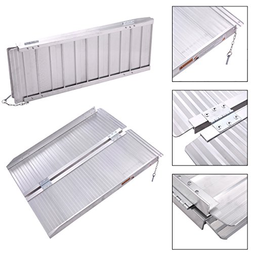 Heavens Tvcz Handicap Ramp Safety Folding 3' Aluminum Wheelchair Elderly, People, Scooter Bikes Motorcycles Threshold Portable Mobility Non-Slip Bearing Capacity Professional Easy Use Set-up