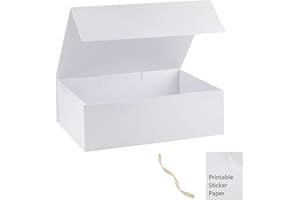 MUMUPACK White Gift Box,16x14x5.3 Large Gift Boxes With Lids For Presents Includes Ribbon And Diy Printable Sticker Paper,Bridesmaid Proposal Box,Magnetic Gift Box For Birthday,Wedding,Graduation