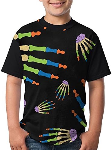 Skull-Finger Boy Youth 3D Printing Fashion Round Neck T Shirts Cute Short-Sleeve T-Shirts
