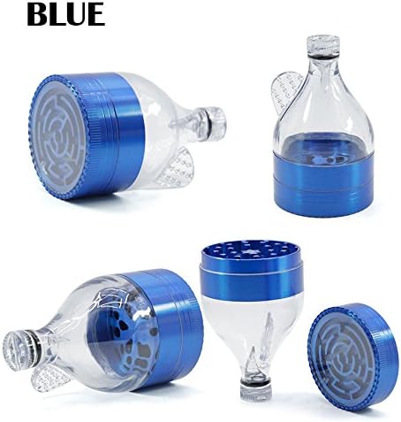 3 Piece 2" funnel Spice Herb Grinder, Tobacco Spice Herb Grinder Zinc Alloy Material Made, Razor-sharp Teeth … (BLUE)