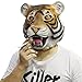 Novelty Latex Rubber Creepy Deluxe Tiger Mask Halloween Party Costume Decorations Fits most adult heads