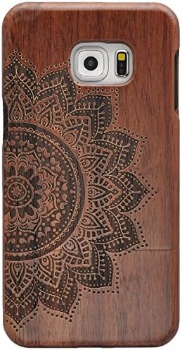 Galaxy S6 edge case,Samsung Galaxy S6 Edge Wooden Cases, HAIKE Unique Shockproof Handmade Flower Design Natural Genuine Wood Case for Samsung Galaxy S6 edge (Flower)