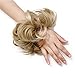Haironline Scrunchie Bun Up Do Hair Piece Hair Ribbon Ponytail Extensions Wavy Curly Ash Blonde Mix Bleach Blonde, 55 Gram