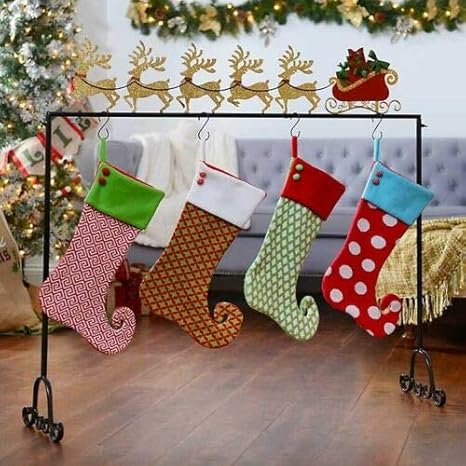 Amazon Com Black Metal Reindeer Sleigh Freestanding