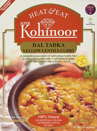 Kohinoor Heat & Eat Curries, Dal Tadka, 10.5-Ounce Boxes (Pack of 2)
