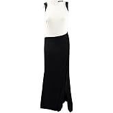 Ralph Lauren Womens Colorblocked A-line Gown Dress, Black, 2