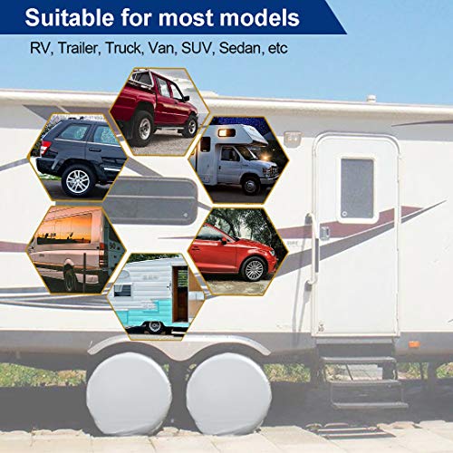 Aebitsry Tire Covers for RV Wheel Set of 4 Motorhome Wheel Covers Waterproof Oxford Sun UV Tires Protector for Trailer, Camper, Van, SUV, Auto, Universal Fits 24" to 32" Car Tire Diameter (30" - 32") - Thumbnail 6
