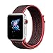 QIENGO Qifit New Nylon Sport Loop with Hook and Loop Fastener Adjustable Closure Wrist Strap Replacment Band for iwatch Apple Watch Series 1 /2 / 3,42mm,Red Black