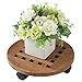 MyGift Light Brown Wood Rolling Planter Dolly with 360º Rotating Castersthumb 3