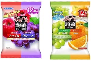 Japanese Decor Sakura Orihiro Japanese Jelly Candy Purun Konnyaku Jelly 24 Pieces(20g x 6 Pieces x 4 Flavors) Apple + Grape, 