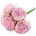 Silk Peony Bouquet 5 Heads Deep Pink SOLEDI Artificial Fake Flower Bunch Bouquet Bridal Bouquet Wedding Living Room Table Home Garden Decoration
