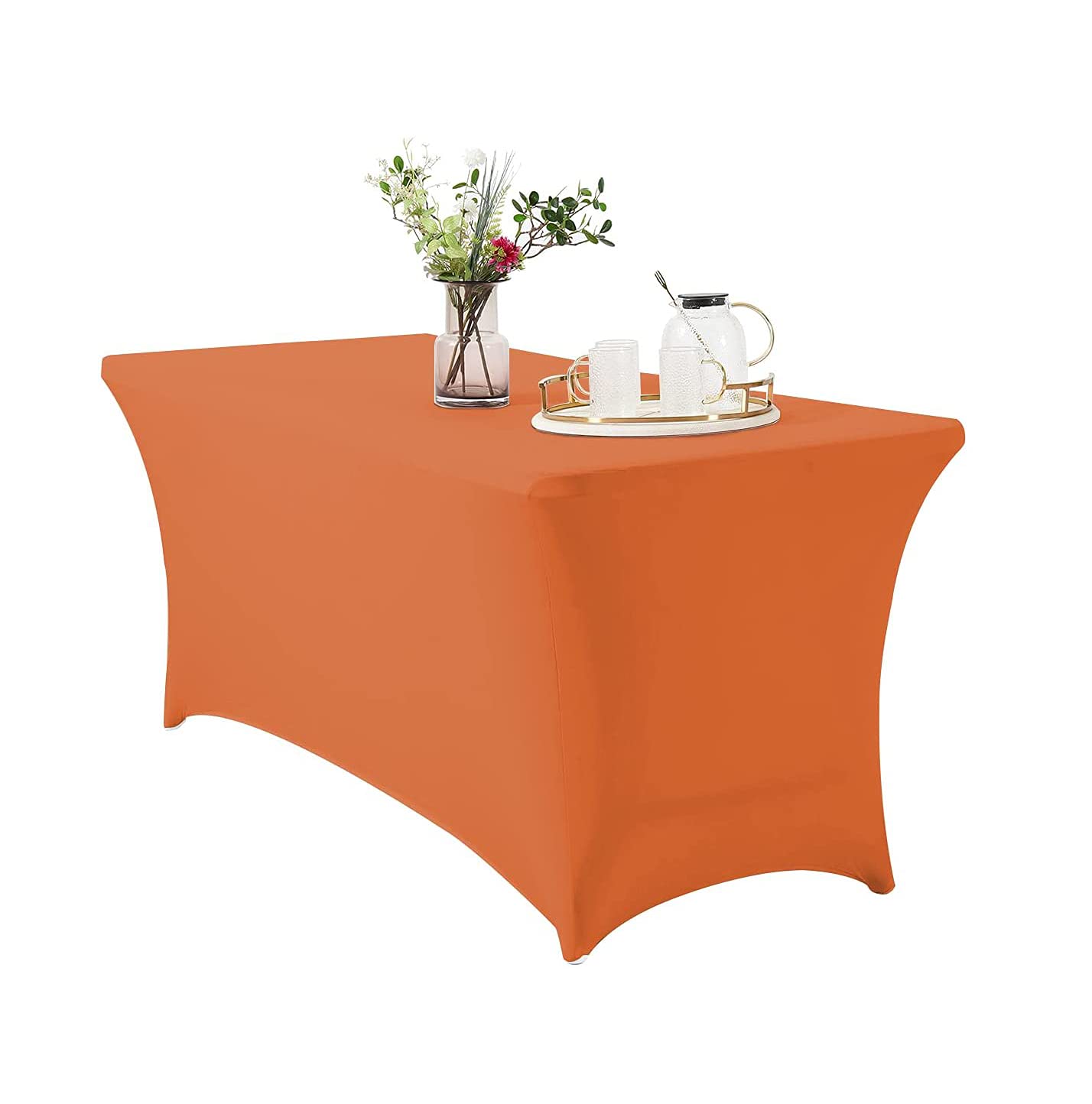 Namvo 6ft Spandex Tablecloth, Rectangular Stretchable Table Cover Polyester Elastic Fitted Table Cloth for Wedding Banquet Party Cocktail Bar Patio Craft Exhibitions Banqueting