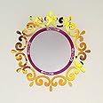 MEYA Top ceilling Mirror Wall Sticker, top Lighting The Ceiling Chandelier Around Decorative Mirror Frame Sticker,70x70cm DIY Mirror Wall Sticker (Gold)