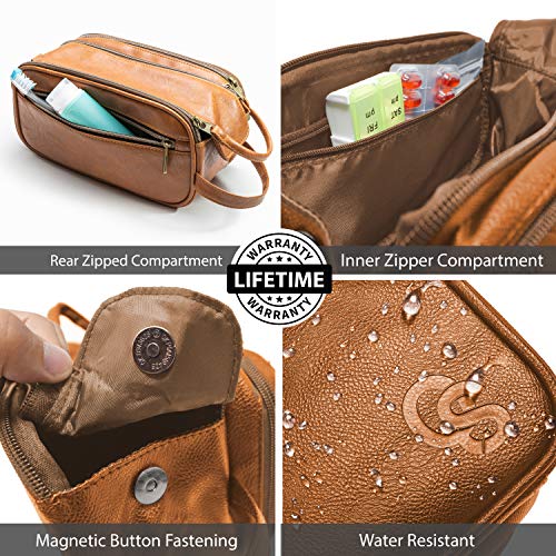 Toiletry Bag for Men or Women - Dopp Kit For Travel. Large Cosmetic and Shaving Bag. Toiletries Organizer PU Leather Bags (Standard, Brown) 2 Toiletry Bag for Men or Women - Dopp Kit For Travel. Large Cosmetic and Shaving Bag. Toiletries Organizer PU Leather Bags (Standard, Brown)