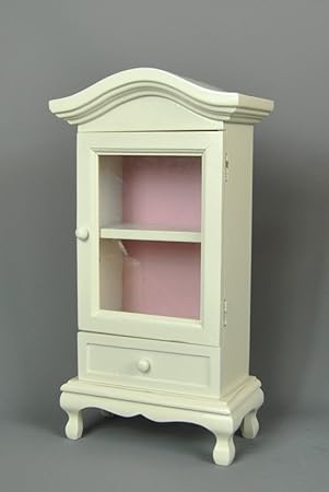 Cream Pink French Style Storage Trinket Armoire Wardrobe Jewellery