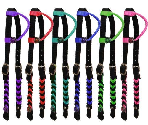 Showman Premium Braided Nylon One Ear Headstall New Horse TACK! (Royal Blue)