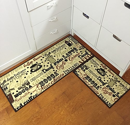 EUCH Non-slip Rubber Backing Carpet Kitchen Mat Doormat Runner Bathroom Rug 2 Piece Sets,15