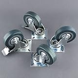MVPower 4 Pack 3 Inch Swivel Caster Wheels Dust Cover Rubber Heavy Duty Castors with 360 Degree Top Plate(3 inch with brake,Gray)