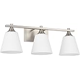 Hanaloa Bathroom Vanity Light Fixtures, Traditional Brushed Nickel 3 Lights Vanity Lighting Fixture with Opal Glass Shade, Po
