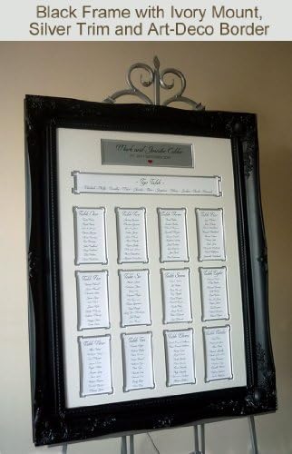 Black Luxury Wedding Seating Plan Frame ? Large Baroque style - Fully Customisable (Ivory with Silver Trim)