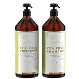 Calily Life Organic Tea Tree Shampoo + Conditioner with Dead Sea Minerals, Duo Set, 33.8/30.6 fl Oz  Concentrated Extra-strength Formula Removes Impurities, Refreshes, Softens and Invigorates