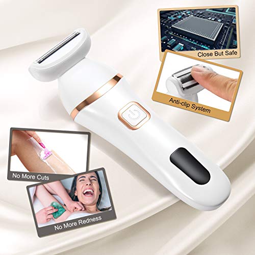 AUCEE Electric Razor for Women, Wet & Dry Rechargeable Cordless Bikini Trimmer for Women Painless Womans Electric Shaver Body Hair Remover for Legs, Underarms with LED Battery Life Display