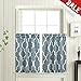 jinchan Linen Kitchen Curtains Moroccan Tile Print Tier Curtains 36 Inch Length Geometric Lattice Cafe Curtains Farmhouse Half Window Curtains Country Rustic Voile for Bathroom RV 2 Panels Grey