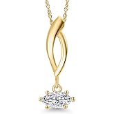 Gem Stone King 10K Yellow Gold 6X3MM Marquise Gemstone Birthstone Infinity Pendant Necklace For Women | Gold Necklace For Women | With 18 Inch Gold Chain