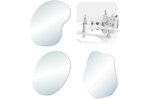 VANSUN 3PCS Real Glass Mirror Lake for Christmas Village, Premium Ice Skating Pond for Miniature Winter Scenes, High-Clarity Frozen Lake Display for Christmas Village Decorations