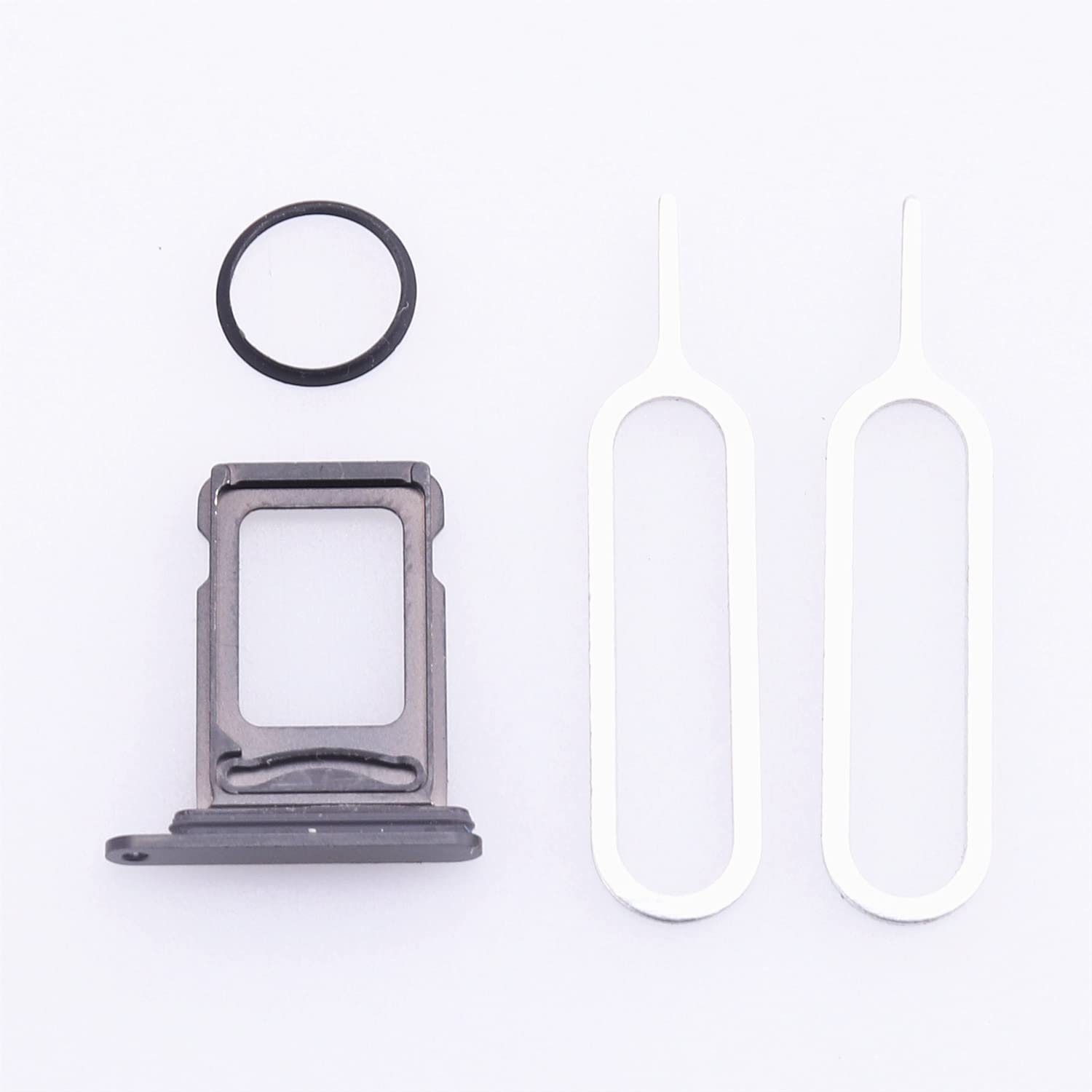 SIM Card Tray For iPhone 14 Pro/ 14 Pro Max Slot Holder Replacement, (Dual Card Version) with Waterproof Rubber Seal Ring + SIM Card Tray Open Eject Pin Black