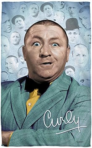 Three Stooges Curly Heads Beach Towel White 36X58