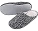 HomeIdeas Men's Cashmere Cotton Knitted Anti-Slip House Slippers, Autumn Winter Breathable Indoor Shoes Dark Gray